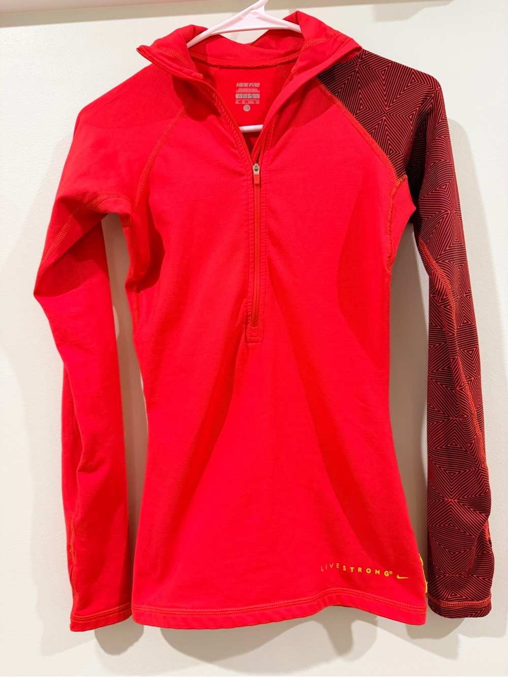 Nike Red Half-Zip Hoodie with Patterned Right Sleeve
